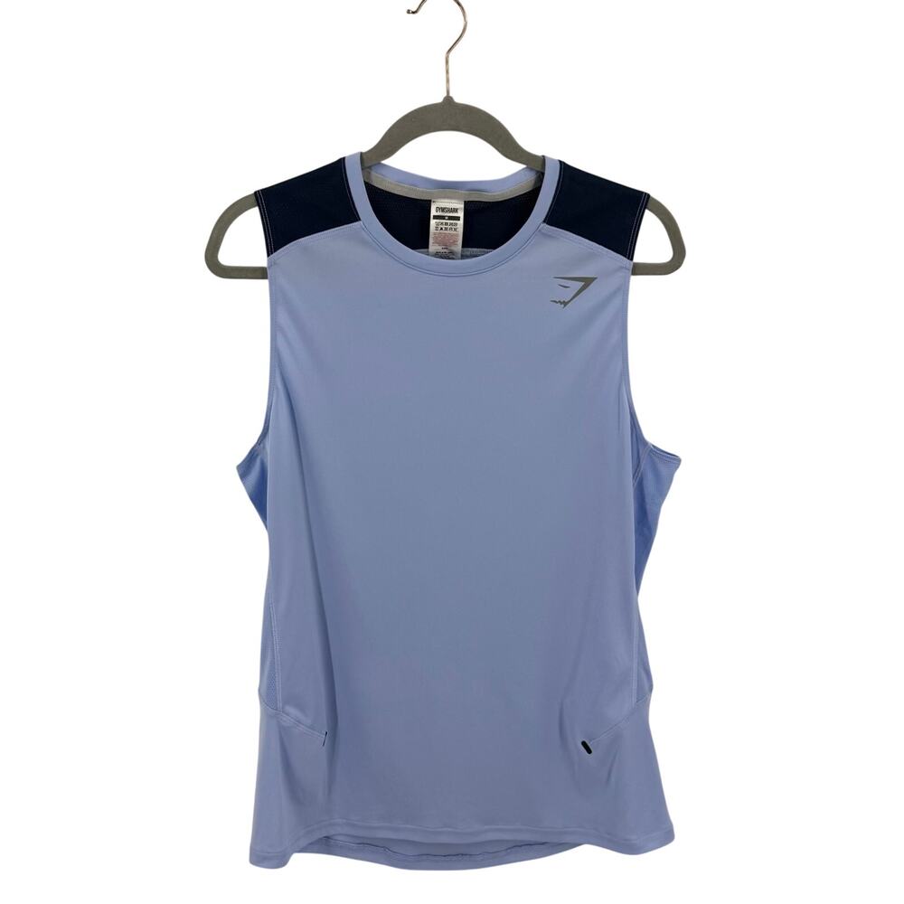 Gymshark Mens Athletic Tank Shirt Size Medium Light Blue Navy Sleeveless Gym
